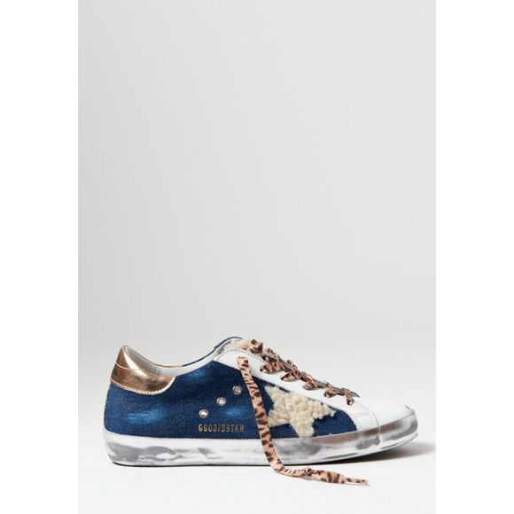 Golden Goose Shoes - GOLDEN GOOSE Superstar Classic Denim Shearling Shoe in Blue/ Beige Size 8